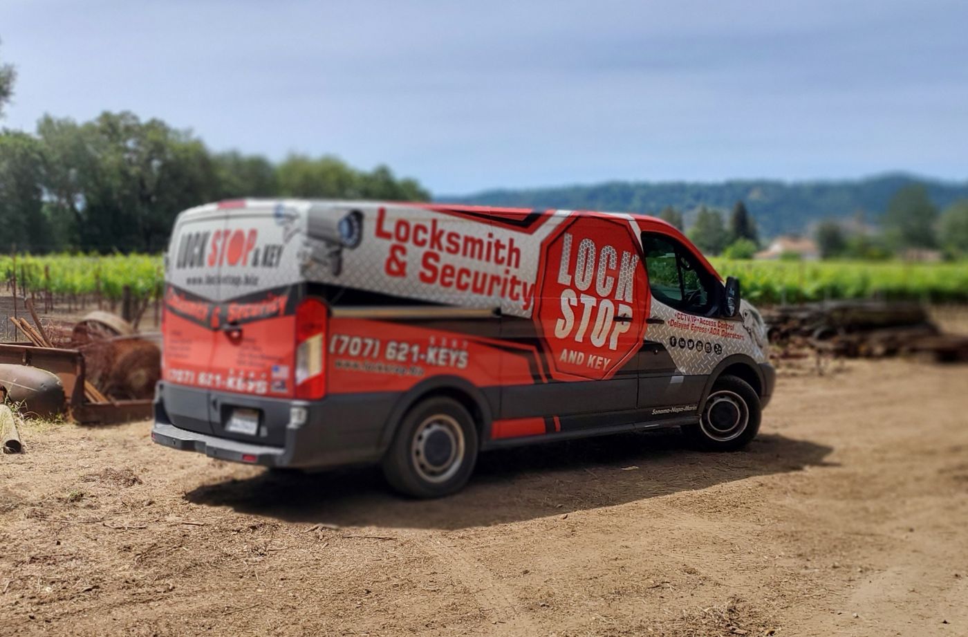 Lock Stop and Key service van in Sonoma County